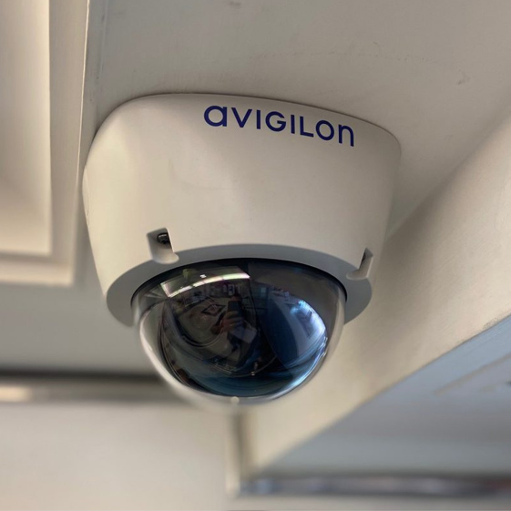 Avigilon dome camera on a ceiling