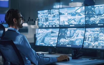 Operator video wall in a security command center